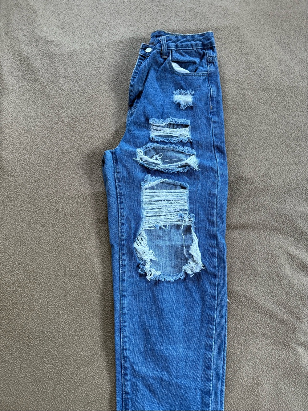 SHEIN Blue Ripped Boyfriend Jeans